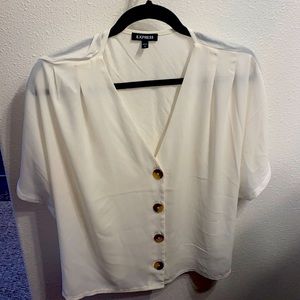 cropped button up Sheer front w/ tortoise buttons.